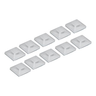 Uchwyt do opasek zaciskowych, samoprzylepny, 20 x 20 mm, biały, 10 szt.