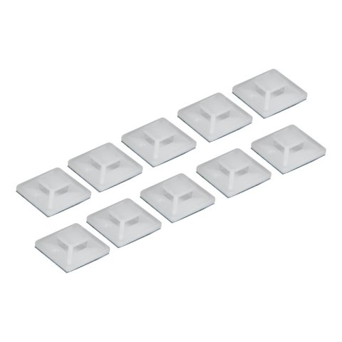 Uchwyt do opasek zaciskowych, samoprzylepny, 20 x 20 mm, biały, 10 szt.
