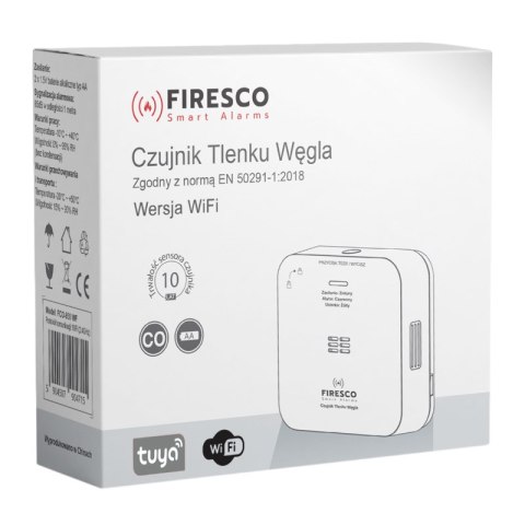 Czujnik czadu WiFi, bateryjny, gwarancja 2 lata, FCO-850 WF, Firesco