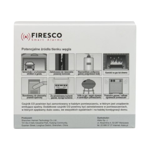 Czujnik czadu WiFi, bateryjny, gwarancja 2 lata, FCO-850 WF, Firesco