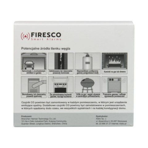 Czujnik czadu, bateryjny, gwarancja 2 lata, FCO-850 SA, Firesco