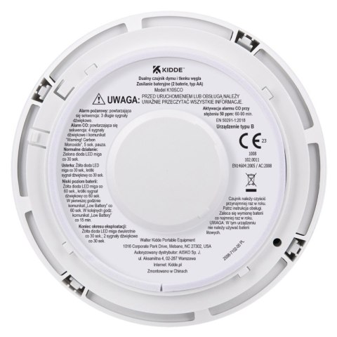 Dualny czujnik tlenku węgla i dymu, gwarancja 10 lat, K10SCO, Kidde