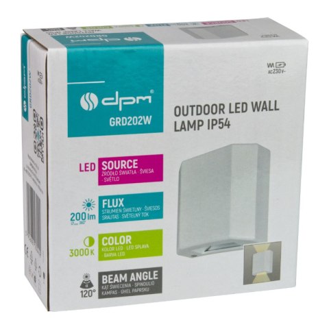 Kinkiet zewnętrzny, 3 W, 200 lm, 3000 K, IP54, biały