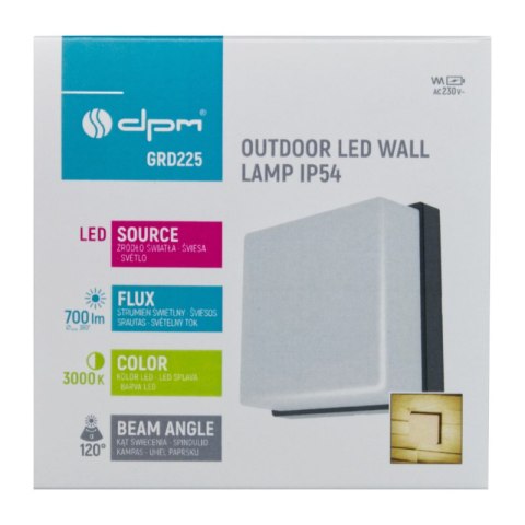 Kinkiet zewnętrzny, 8 W, 560 lm, 3000 K, IP65, czarny