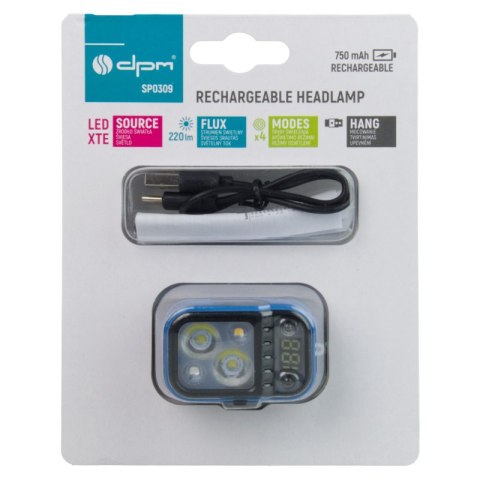 Lampa czołowa LED/XTE, ładowalna, 220 lm, 750 mAh