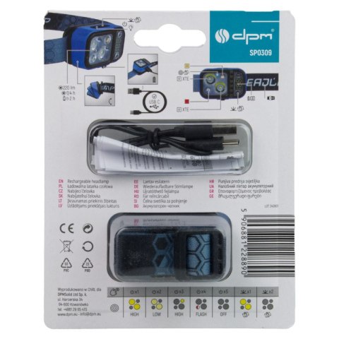 Lampa czołowa LED/XTE, ładowalna, 220 lm, 750 mAh