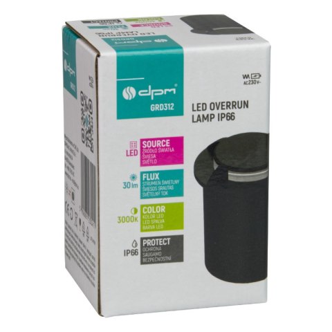 Lampa najazdowa, 1 W, 30 lm, 3000 K, IP66, czarna