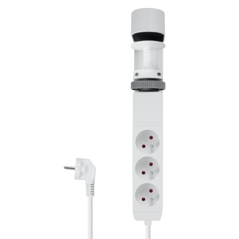 Listwa zasilająca podblatowa, 3 gniazda, 3 x USB, 1,5 m, biała