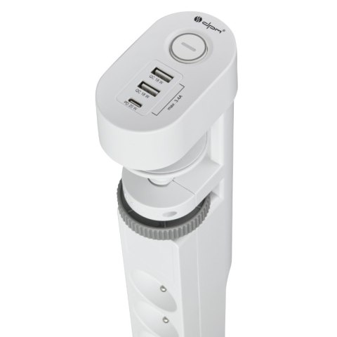 Listwa zasilająca podblatowa, 3 gniazda, 3 x USB, 1,5 m, biała