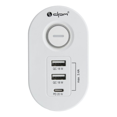Listwa zasilająca podblatowa, 3 gniazda, 3 x USB, 1,5 m, biała