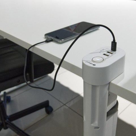 Listwa zasilająca podblatowa, 3 gniazda, 3 x USB, 1,5 m, biała