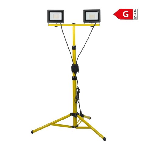 Naświetlacz LED na statywie, 2 x 50 W, 7000 lm, 4000 K, IP65, 140 cm