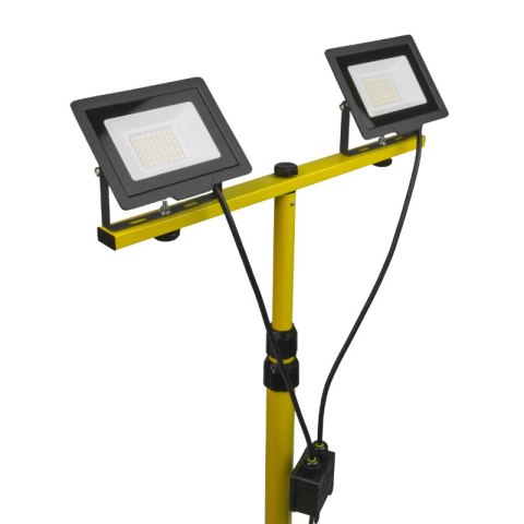 Naświetlacz LED na statywie, 2 x 50 W, 7000 lm, 4000 K, IP65, 140 cm
