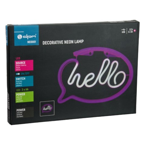 Neon LED "hello", 30 x 21 cm