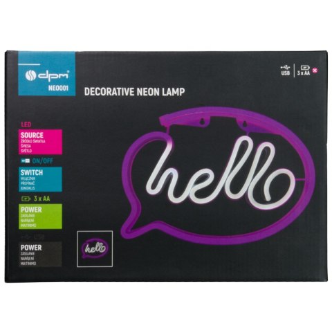 Neon LED "hello", 30 x 21 cm