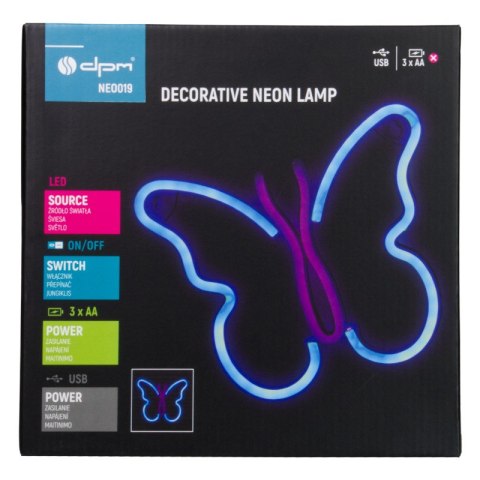 Neon LED "motyl", 22,5 x 19,5 cm