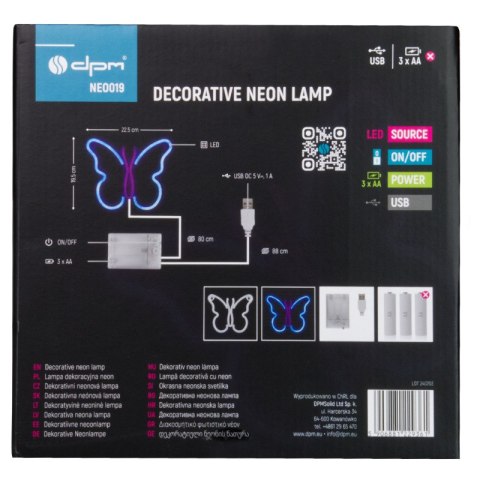 Neon LED "motyl", 22,5 x 19,5 cm