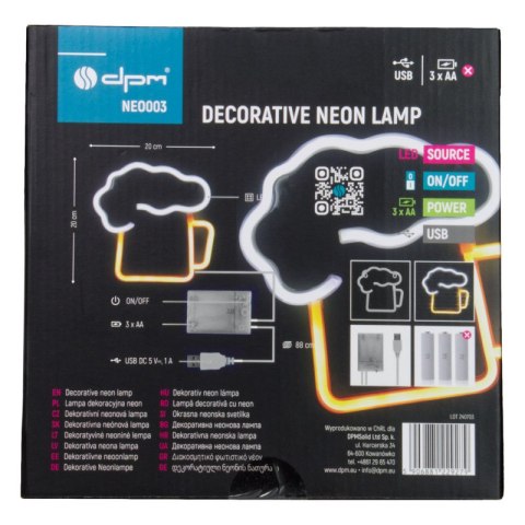 Neon LED "piwo", 20 x 20 cm