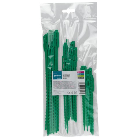 Opaski zaciskowe wielokrotnego użytku, 130 / 170 / 230 mm, 50 szt., zielone