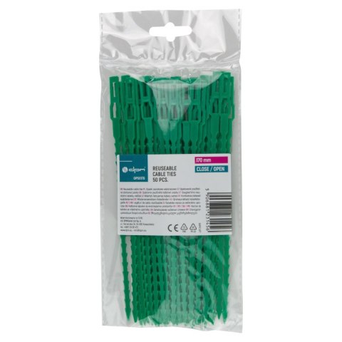 Opaski zaciskowe wieloktornego użytku, 8 x 170 mm, 50 szt., zielone