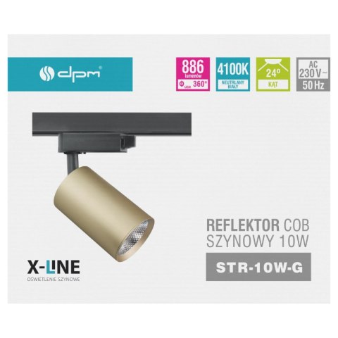 Reflektor szynowy LED, 10 W, 886 lm, 4100 K, złoty, X-LINE