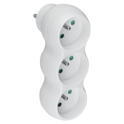 Rozgałęźnik elektryczny, 3 gniazda z uziemieniem, biały