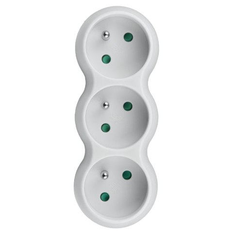 Rozgałęźnik elektryczny, 3 gniazda z uziemieniem, biały