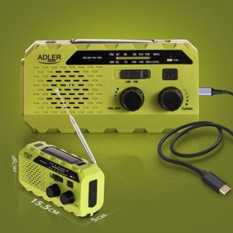 Adler Radio solarne z korbką ręczną