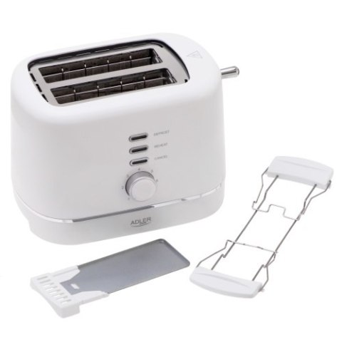 Adler Toster z rusztem do bułek | 7 poziomów opiekania | Funkcja rozmrażania i podgrzewania