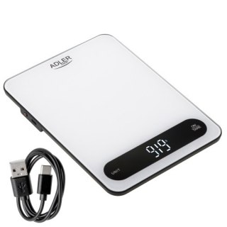 Adler Waga kuchenna 10 kg | ładowalna przez USB-C | dokładność 1 g