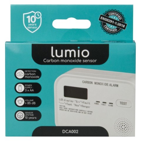 Czujnik czadu z wyświetlaczem, bateryjny, LUMIO