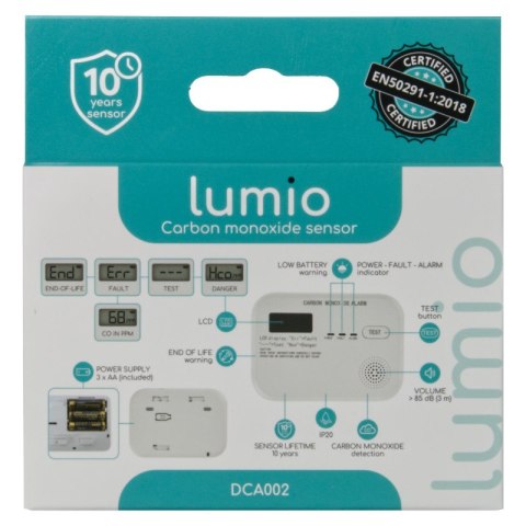 Czujnik czadu z wyświetlaczem, bateryjny, LUMIO