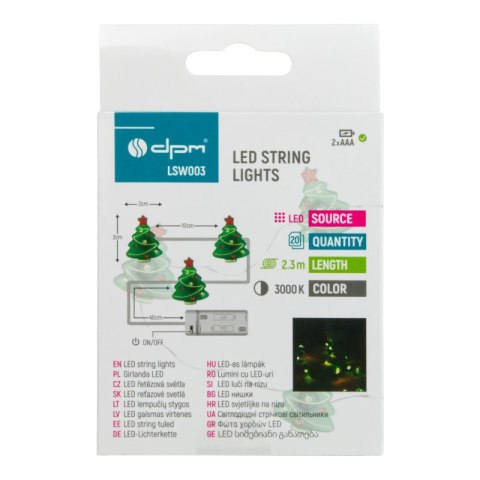 Girlanda LED, 20 x Choinka, 2 x AAA, 2,3 m
