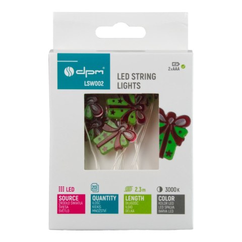 Girlanda LED, 20 x Prezent, 2 x AAA, 2,3 m