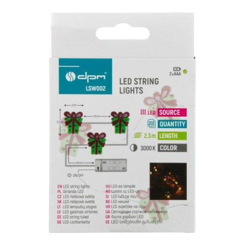 Girlanda LED, 20 x Prezent, 2 x AAA, 2,3 m