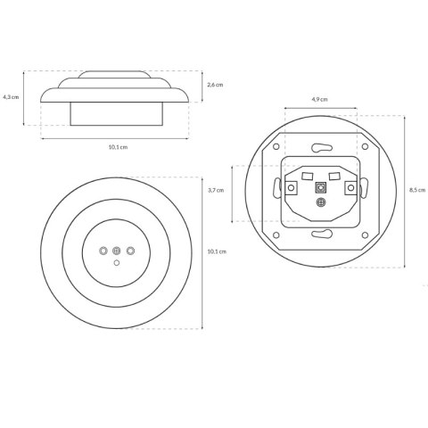 Gniazdo ceramiczne podtynkowe, VINTAGE, białe