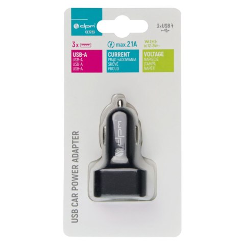 Ładowarka samochodowa 3 x USB, 5,2 A, czarna DPM