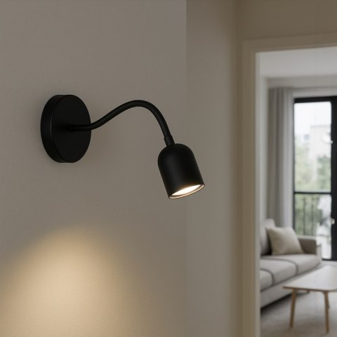 Lampka ścienna LED, 4 W, 320 lm, 4000 K, czarna DPM