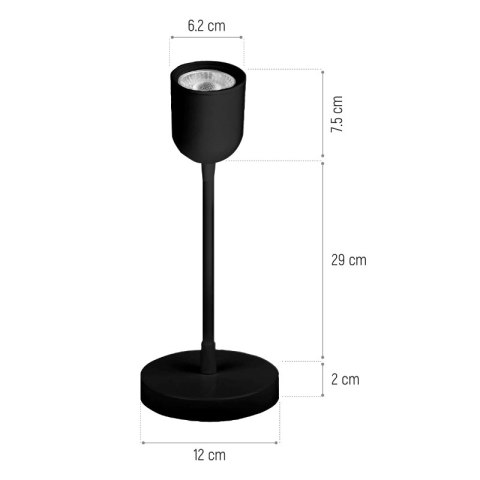 Lampka ścienna LED, 4 W, 320 lm, 4000 K, czarna DPM