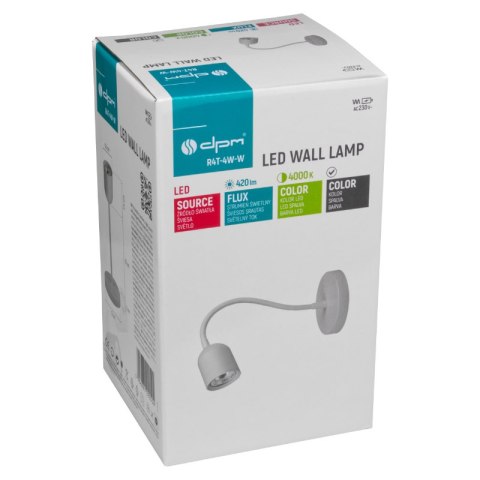 Lampka ścienna LED, 4 W, 420 lm, 4000 K, biała DPM