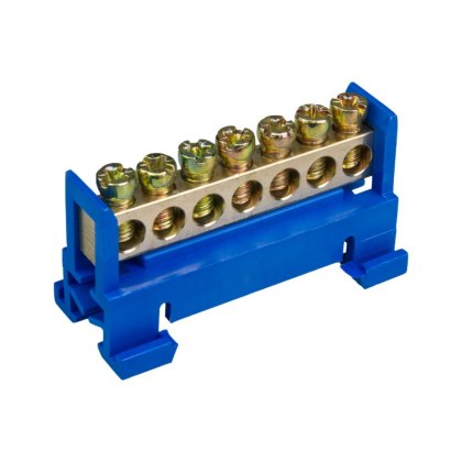 Listwa zaciskowa, mostek zerowy, 7-modułowa, 16 mm2, niebieska