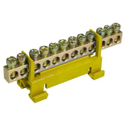 Listwa zaciskowa na szynę, mostek zerowy, 12-modułowa, 16 mm2, żółta