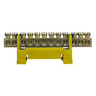Listwa zaciskowa na szynę, mostek zerowy, 12-modułowa, 16 mm2, żółta
