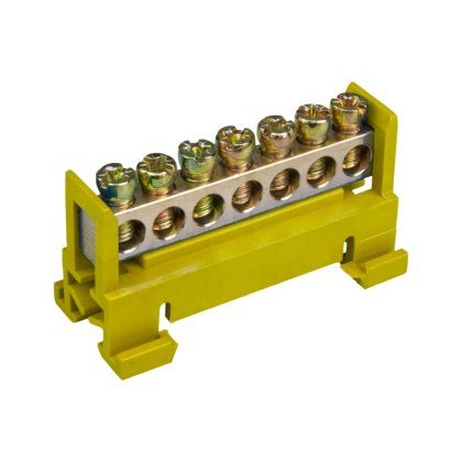 Listwa zaciskowa na szynę, mostek zerowy, 7-modułowa, 16 mm2, żółta