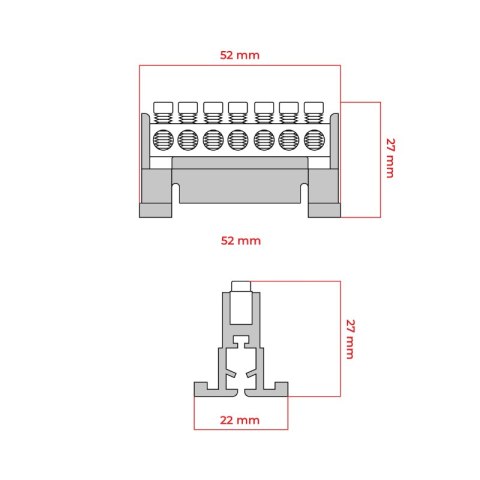 Listwa zaciskowa na szynę, mostek zerowy, 7-modułowa, 16 mm2, żółta