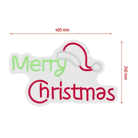 Neon LED "Merry Christmas", 40 x 24 cm