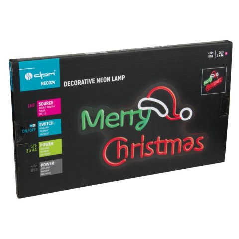 Neon LED "Merry Christmas", 40 x 24 cm