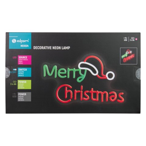 Neon LED "Merry Christmas", 40 x 24 cm