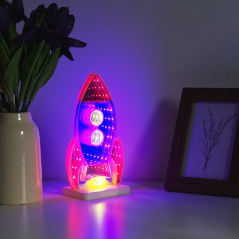 Neon LED "rakieta", biurkowy, 11,5 x 21 cm