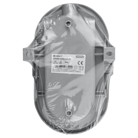 Oprawa kanałowa E27, IP44, plastik, szara